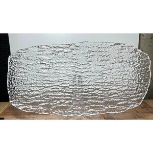 Textured Glass Serving Platter 18" X 10" Clear Rectangular